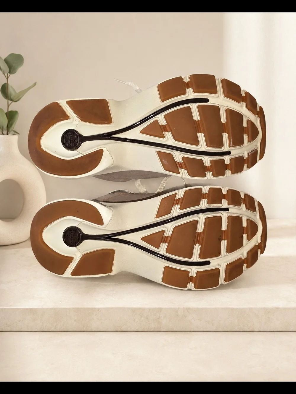 Tory Burch Beige Logo Print Chunky Sneakers